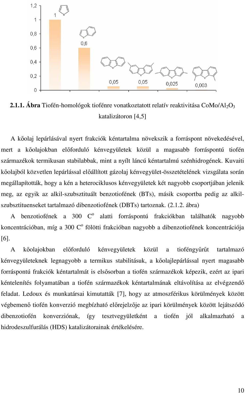Kuvaiti kőolajból közvetlen lepárlással előállított gázolaj kénvegyület-összetételének vizsgálata során megállapították, hogy a kén a heterociklusos kénvegyületek két nagyobb csoportjában jelenik