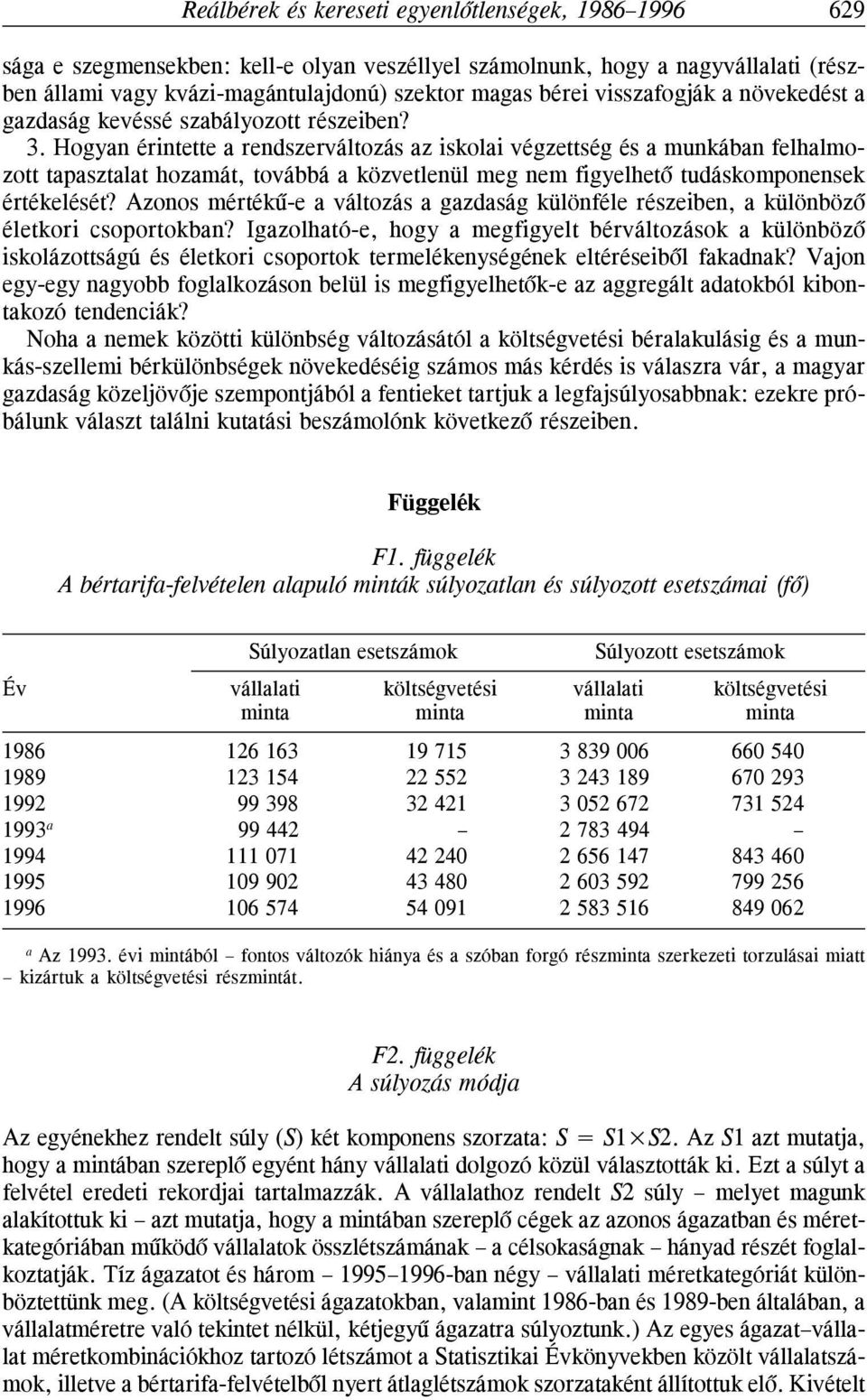Hogya éritette a redszerváltozás az iskolai végzettség és a mukába felhalmozott tapasztalat hozamát, továbbá a közvetleül meg em figyelhetõ tudáskompoesek értékelését?