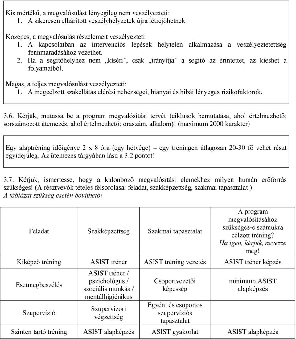 Ha a segítőhelyhez nem kíséri, csak irányítja a segítő az érintettet, az kieshet a folyamatból. Magas, a teljes megvalósulást veszélyezteti: 1.