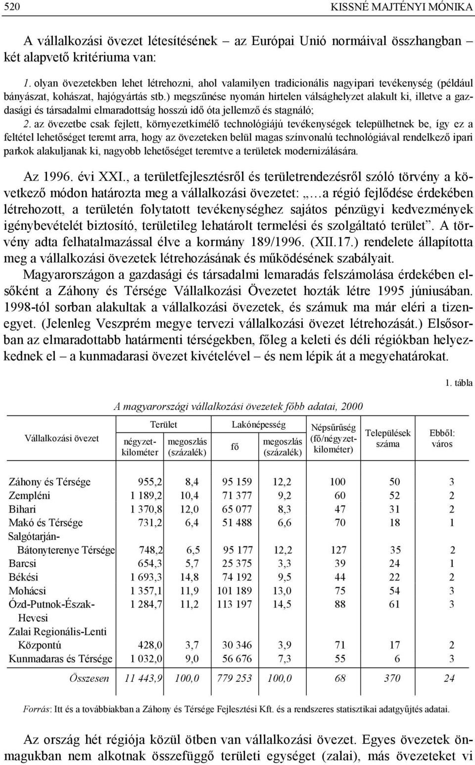 ) megszűnése nyomán hirtelen válsághelyzet alakult ki, illetve a gazdasági és társadalmi elmaradottság hosszú idő óta jellemző és stagnáló; 2.