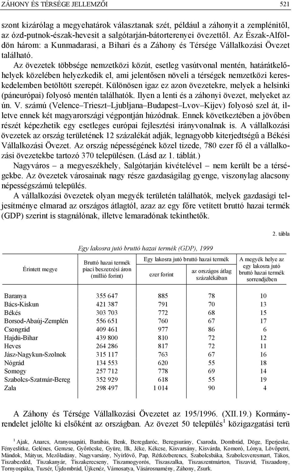 Az övezetek többsége nemzetközi közút, esetleg vasútvonal mentén, határátkelőhelyek közelében helyezkedik el, ami jelentősen növeli a térségek nemzetközi kereskedelemben betöltött szerepét.