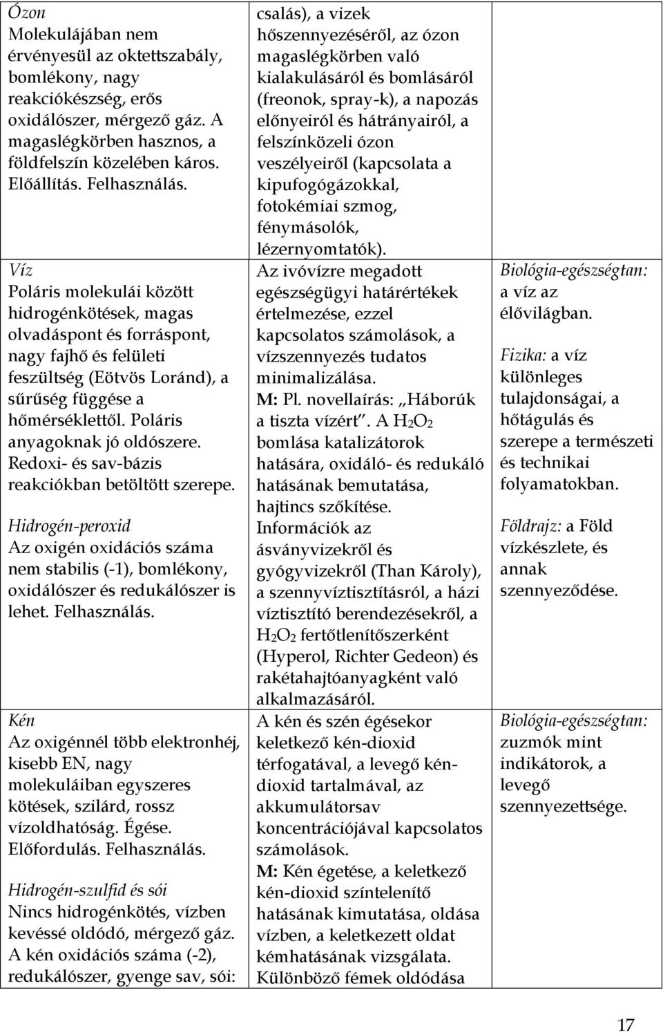 Redoxi- és sav-bázis reakciókban betöltött szerepe. Hidrogén-peroxid Az oxigén oxidációs száma nem stabilis (-1), bomlékony, oxidálószer és redukálószer is lehet. Felhasználás.