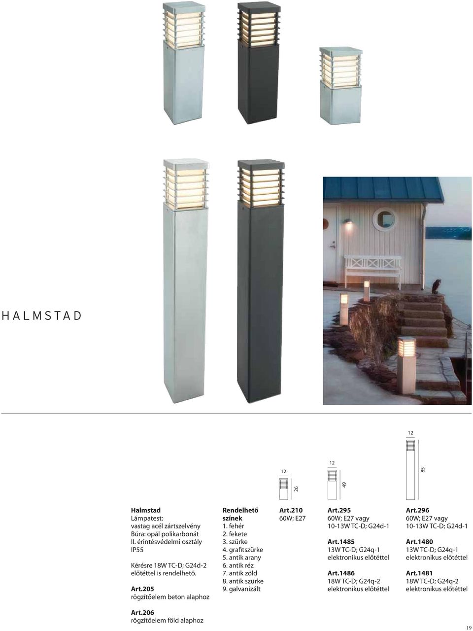 galvanizált Art.210 Art.295 vagy 10-13W TC-D; G24d-1 Art.1485 13W TC-D; G24q-1 Art.