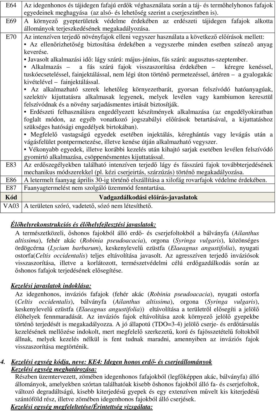 Az intenzíven terjedő növényfajok elleni vegyszer használata a következő előírások mellett: Az ellenőrizhetőség biztosítása érdekében a vegyszerbe minden esetben színező anyag keverése.