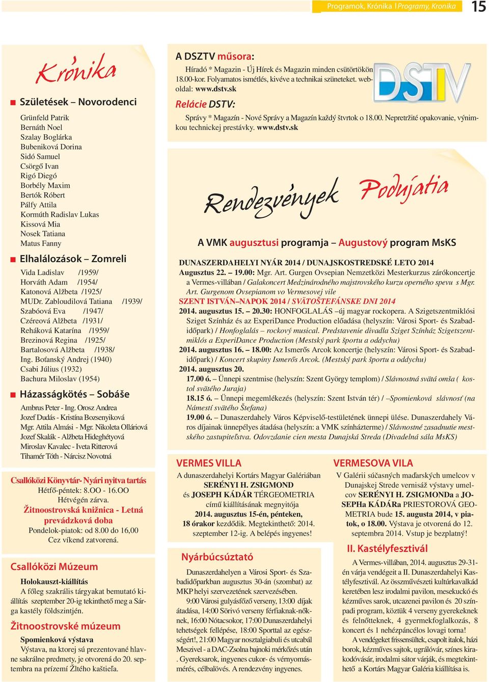 Zabloudilová Tatiana /1939/ Szabóová Eva /1947/ Czéreová Alžbeta /1931/ Reháková Katarína /1959/ Brezinová Regina /1925/ Bartalosová Alžbeta /1938/ Ing.
