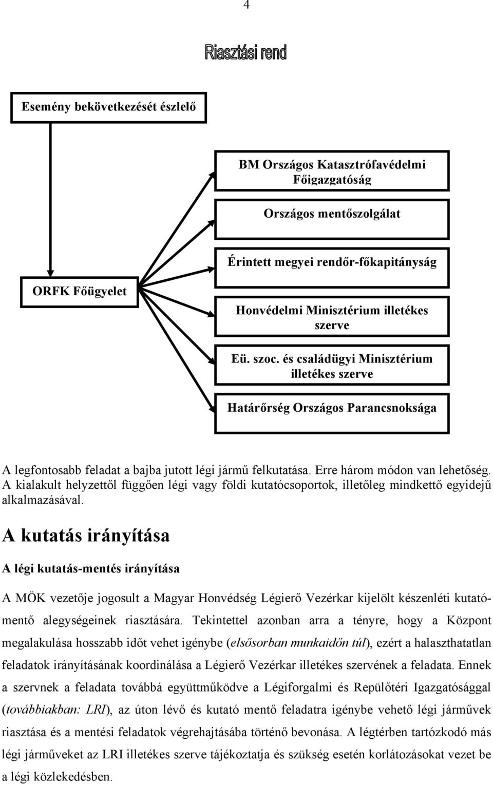 A kialakult helyzettől függően légi vagy földi kutatócsoportok, illetőleg mindkettő egyidejű alkalmazásával.