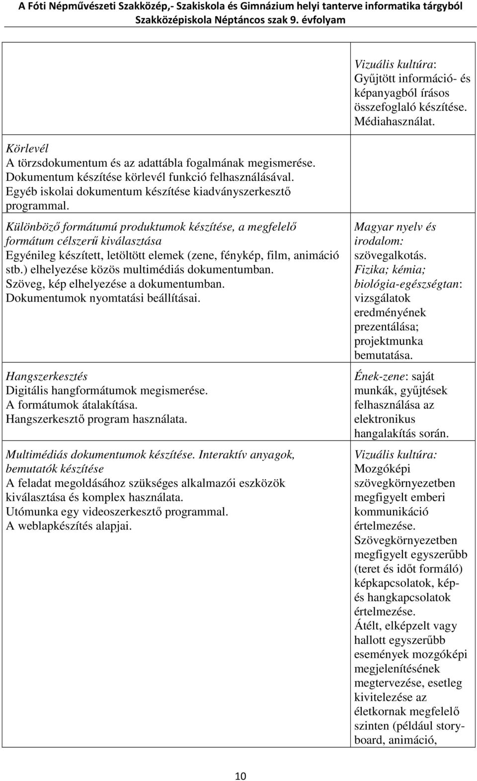 Különböző formátumú produktumok készítése, a megfelelő formátum célszerű kiválasztása Egyénileg készített, letöltött elemek (zene, fénykép, film, animáció stb.