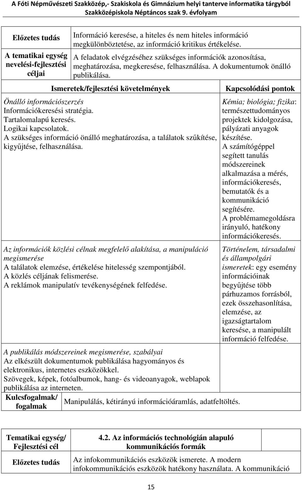 Ismeretek/fejlesztési követelmények Önálló információszerzés Információkeresési stratégia. Tartalomalapú keresés. Logikai kapcsolatok.