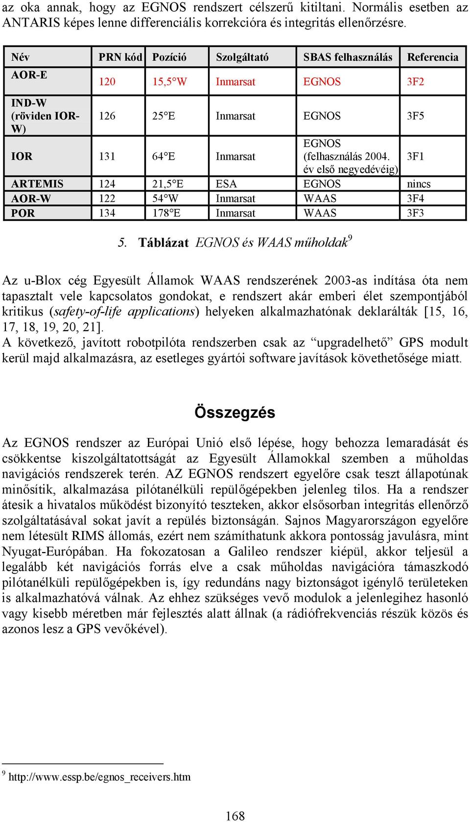 3F1 év első negyedévéig) ARTEMIS 124 21,5 E ESA EGNOS nincs AOR-W 122 54 W Inmarsat WAAS 3F4 POR 134 178 E Inmarsat WAAS 3F3 5.