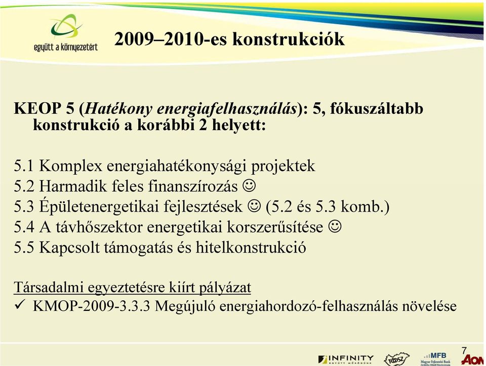 3 Épületenergetikai fejlesztések (5.2 és 5.3 komb.) 5.4 A távhőszektor energetikai korszerűsítése 5.