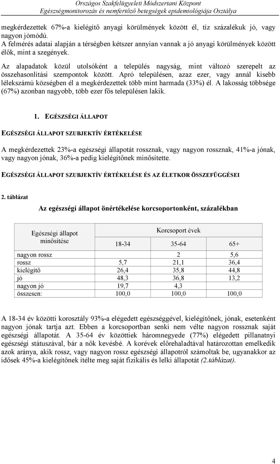 Az alapadatok közül utolsóként a település nagyság, mint változó szerepelt az összehasonlítási szempontok között.