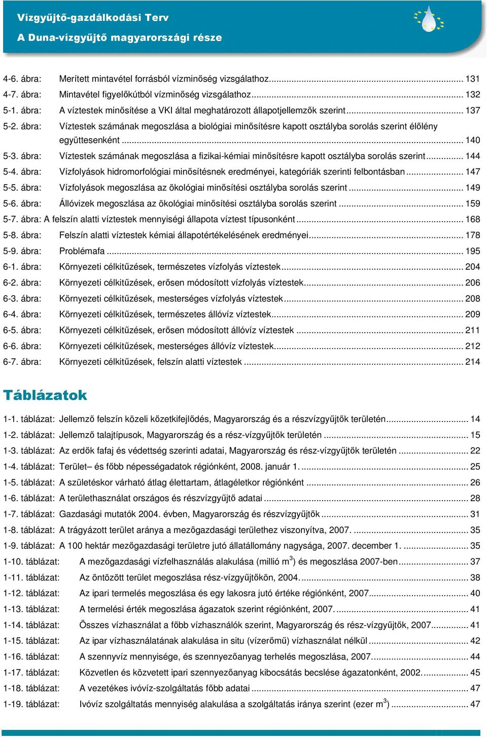 ábra: Víztestek számának megoszlása a biológiai minősítésre kapott osztályba sorolás szerint élőlény együttesenként... 140 5-3.