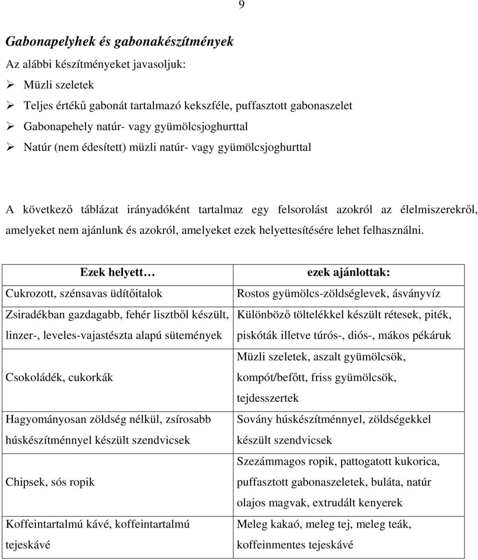 azokról, amelyeket ezek helyettesítésére lehet felhasználni.