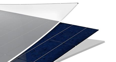 KIOTO - napelem alapanyag részletei 1 anti-refleciós bevonatú 3,2mm edzett szolár üveg - 4%-al több generátor felületi hozam - keményebb felületi réteg - 55mm-es