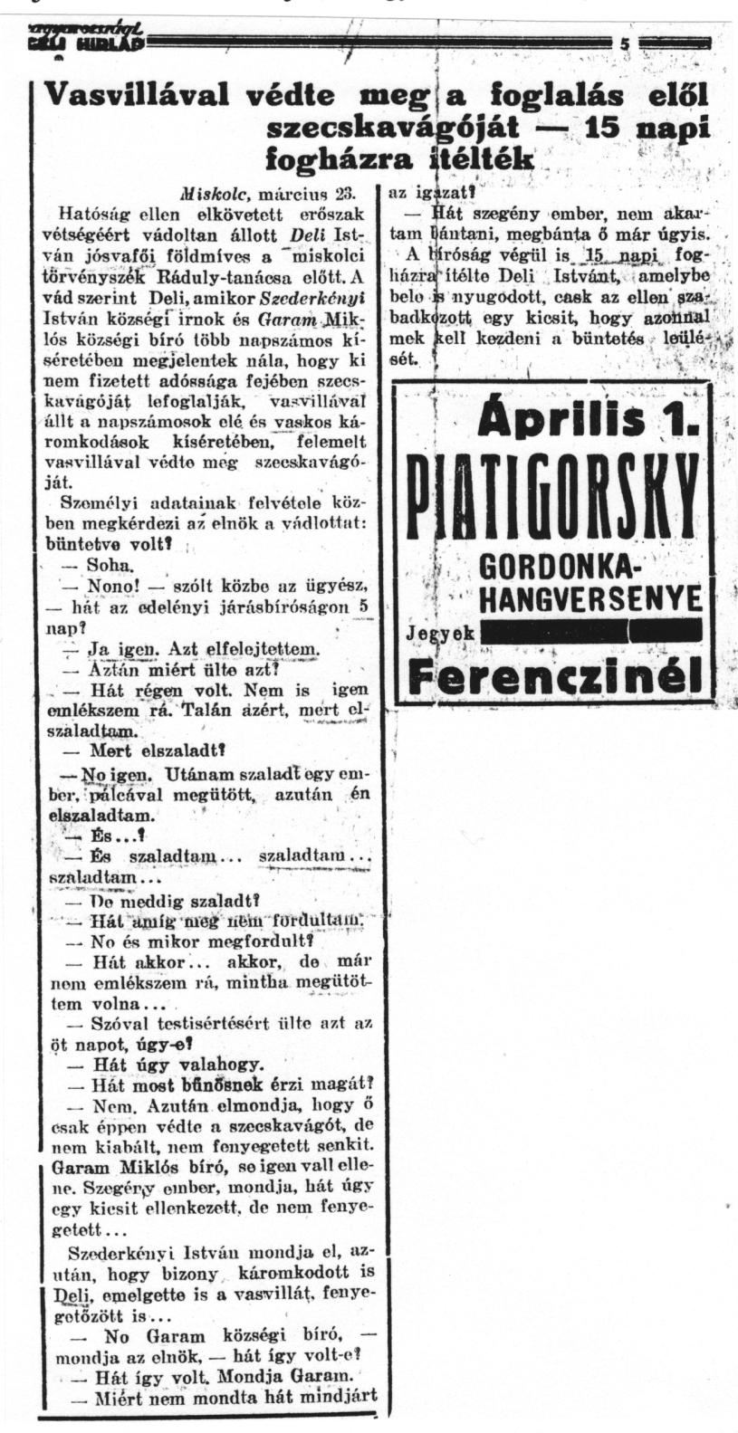 Egy megsárgult újságcikk. Jósvafői Helytörténeti Füzetek 16.