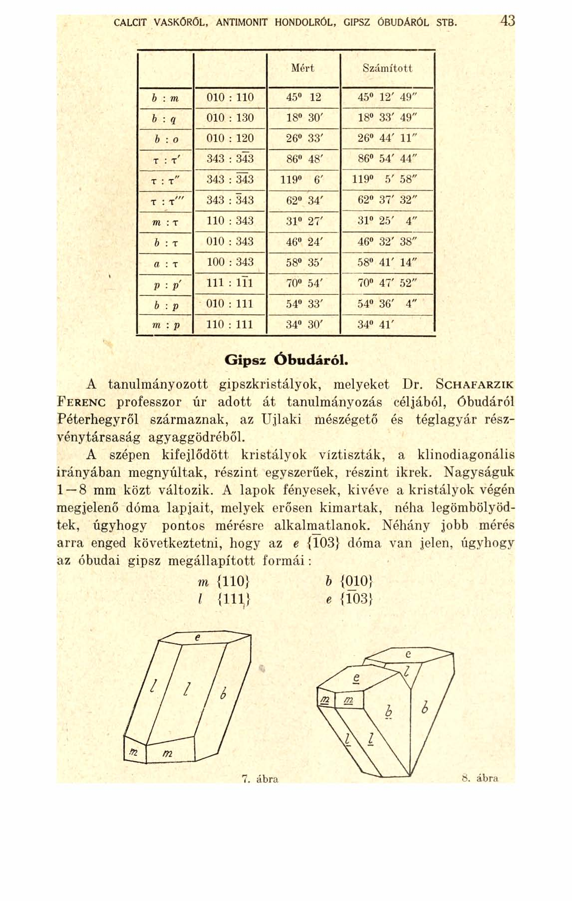 CALCIT VASKŐRŐL, ANTIMONIT HONDOLRÓL, GIPSZ ÓBUDÁRÓL STB.