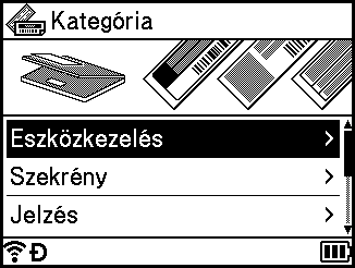 Címke nyomtatása a P-touch címkekészítő készülék billentyűzete segítségével A keret kiválasztásakor nyomja meg az Előnézet gombot; ekkor megjelenik a keretlista képernyő, és választhat egy keretet