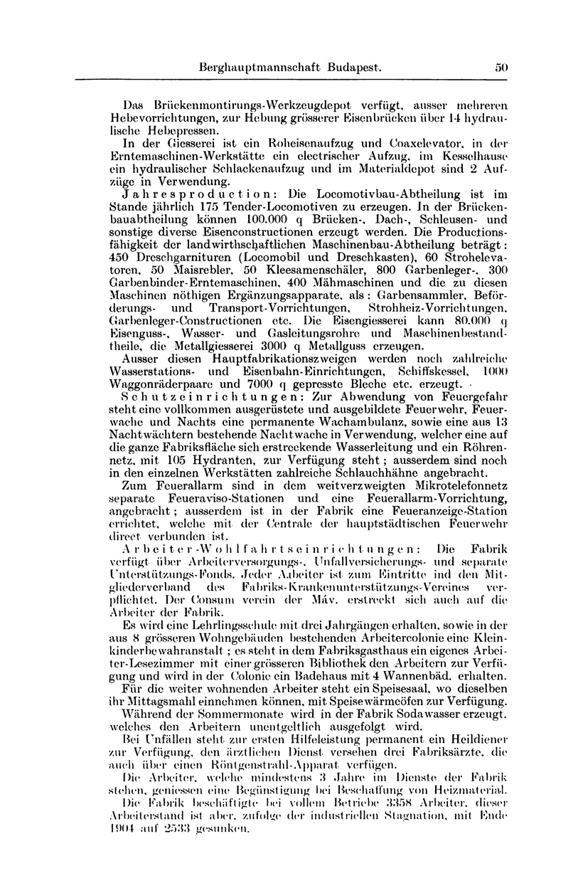 Bergh auptmannschaft Budapest. 48 Das Brückenmont-irungs-Werkzeugdepot verfügt, ausser mehreren Hebevorrichtungen, zur Hebung grösserer Kisen brücken über 14 hydraulische Hebe pressen.