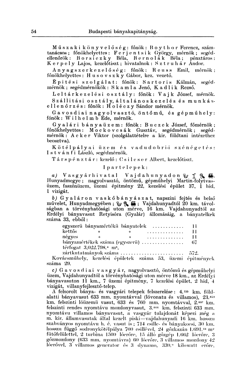54 Budapesti bányakapitányság.
