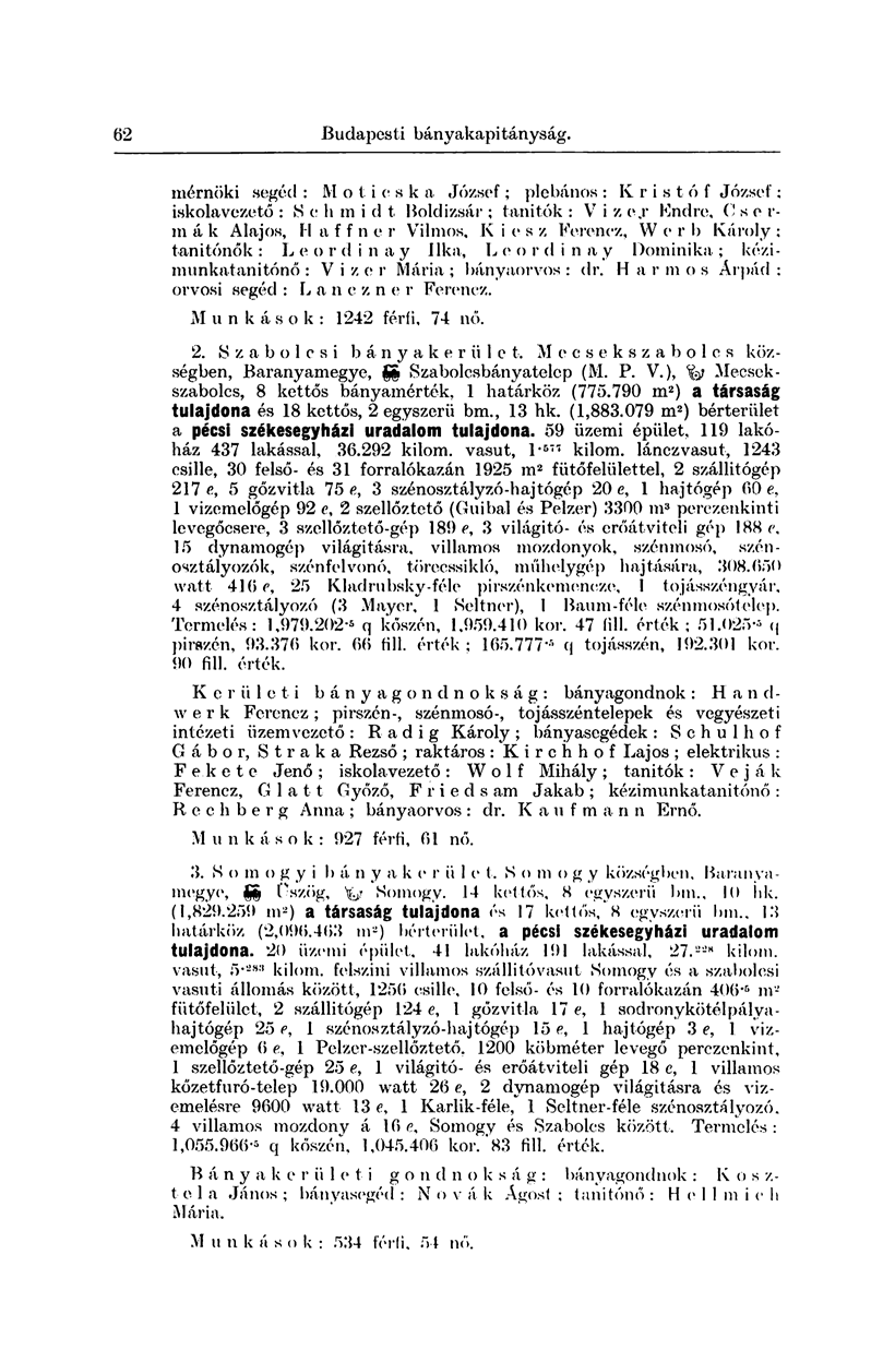 62 Budapesti bányakapitányság.