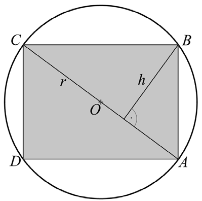 8. b) negyedik megoldás Tükrözzük a félkört és a téglalapot is a félkör átmérőjének egyenesére, és egyesítsük a tükrözéssel kapott alakzatokat az eredetiekkel.
