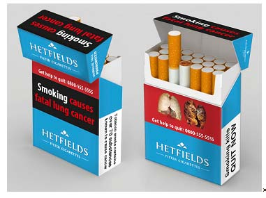 Hogyan fognak ezentúl kinézni a cigarettásdobozok? Amint az ábrán is látszik, a dobozokon ezentúl kötelező lesz képi és szöveges egészségvédő figyelmezetéseket elhelyezni.