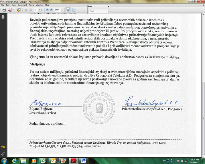 CRNOGORSKI TELEKOM A.D.