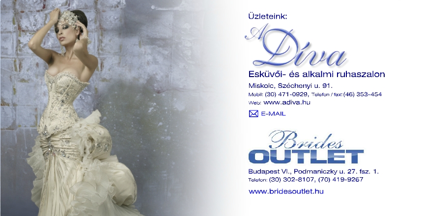 A Díva Esküvői és Alkalmi Ruhaszalon, és az EddyK és Demetrios hivatalos márkakereskedése. Miskolc: Széchenyi u.