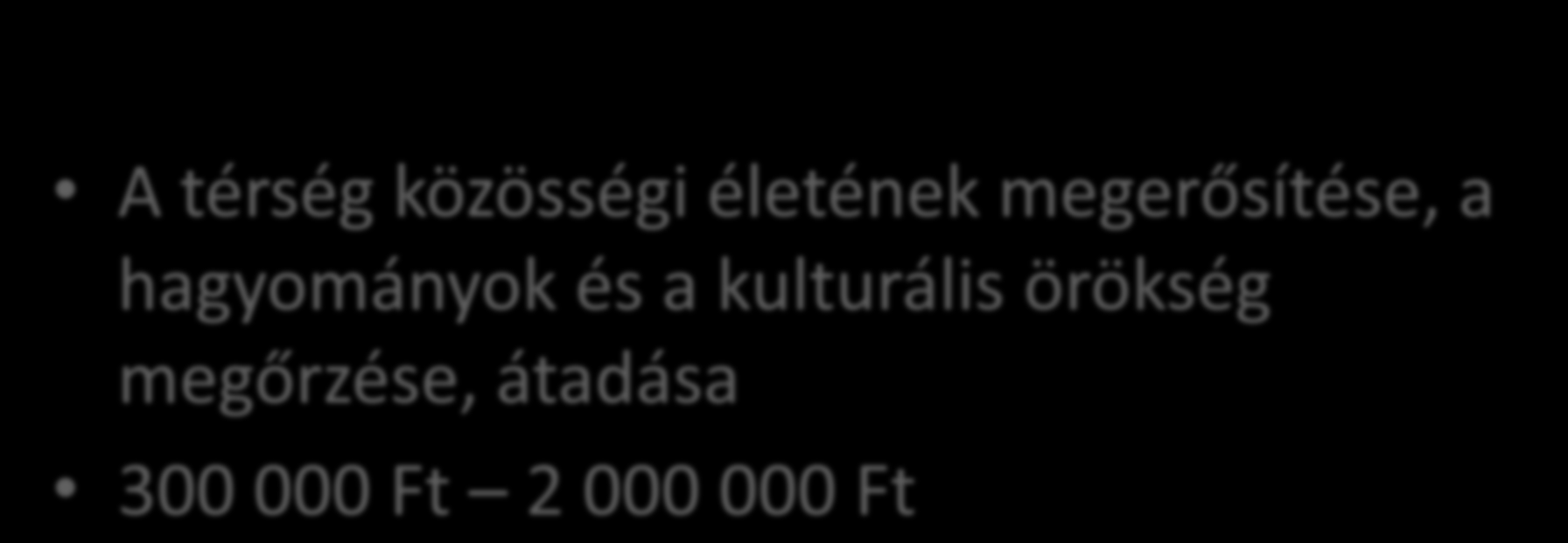 Civil szervezetek közösségi célú fejlesztése A térség közösségi életének