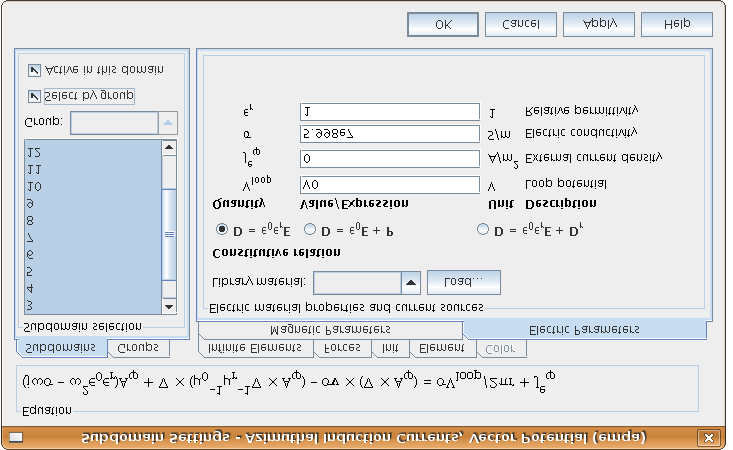 Az egyenletrendszer meghatározása után a Physics/Subdomain Settings.