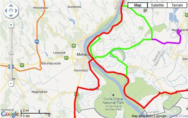 Eurovelo 6 csatlakozás Csatlakozás a dunai révnél;