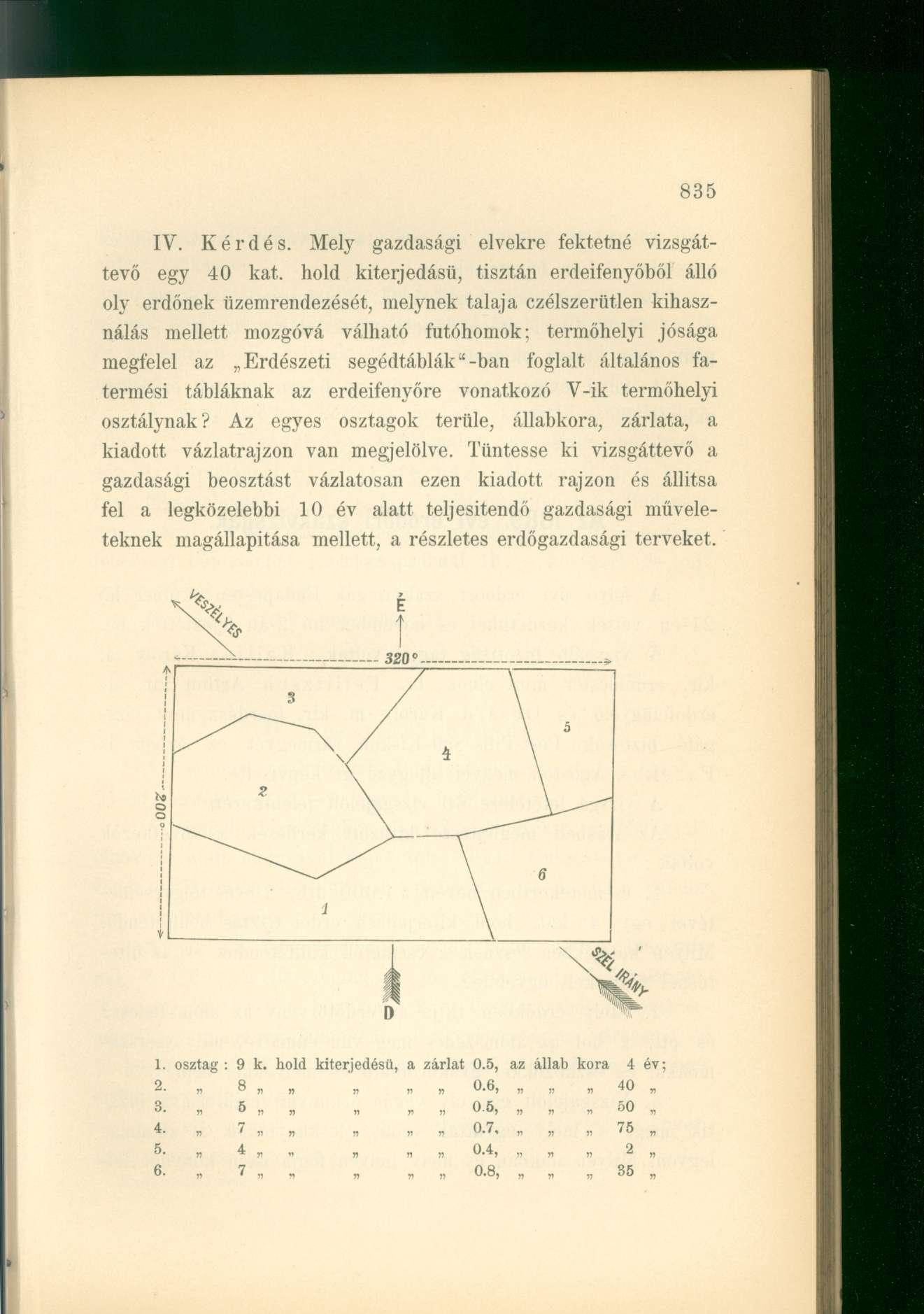 IV. Kérdés. Mely gazdasági elvekre fektetné vizsgáttevő egy 40 kat.