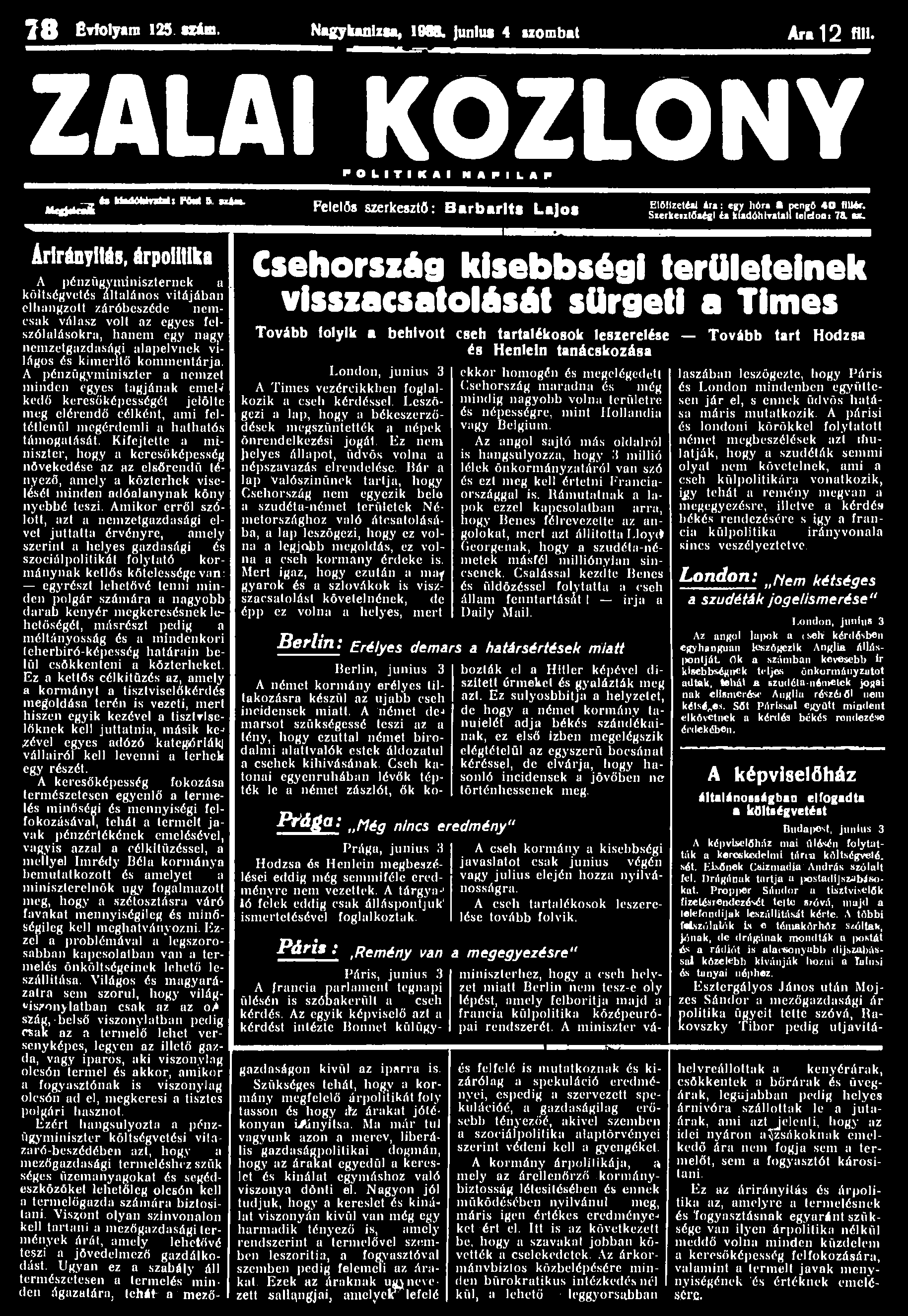 78 rfoly»ni 129 szám. Nagykanizsa, 1988. Junlus 4 izomba! Ara 12 Ali.