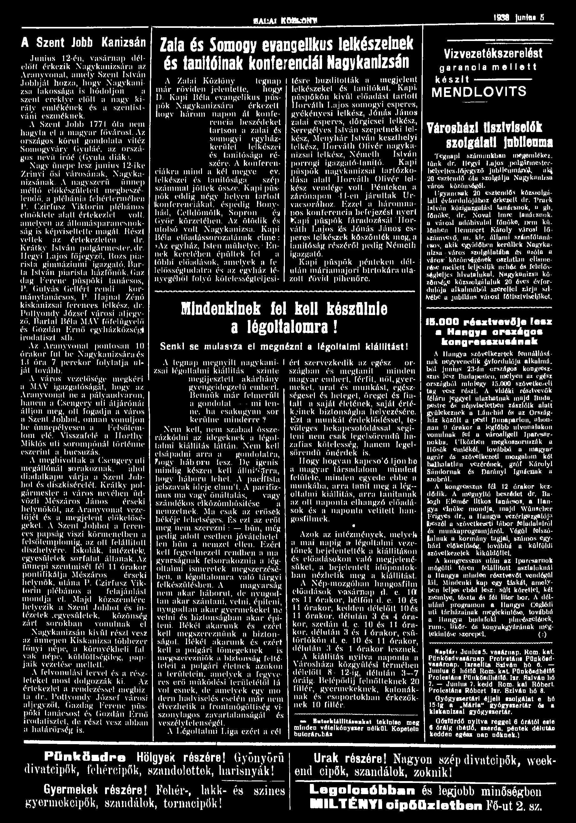 A Szent Jobb Kanizsán Junius 12-én, vasárnap déléiül!