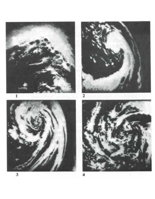 3. Okklúziós front felhőzete jól fejlett ciklonban. Műholdfelvétel 770 km magasságból.