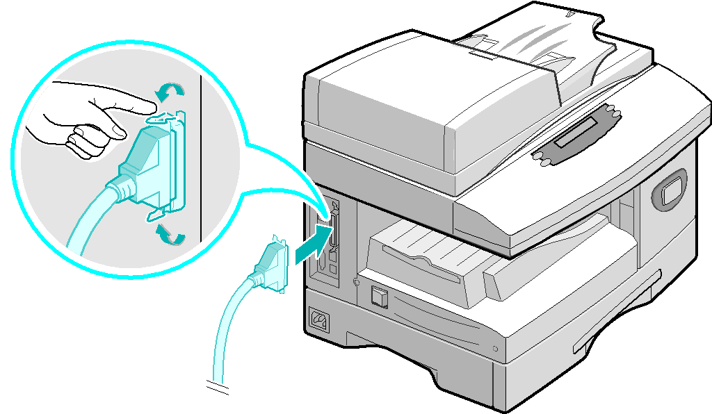 3 USB vagy párhuzamos port kábel FIGYELEM: Kapcsolja ki a számítógépet, mielőtt a kábelt csatlakoztatná. Ismerkedés Csatlakoztassa a berendezéssel szállított USB kábelt.