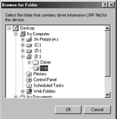 ii Windows 98 rendszerben meg kell határoznia a helyet. Tallózzon a CD-ROM meghajtóhoz és az "Usb" mappához a CD-n, majd kattintson [OK]-ra.