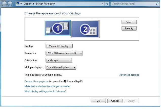 3. USB-monitor működése 3.3 A megjelenítő vezérlése Windows 7 rendszer Windows 7 alatt konfigurálhatja a DisplayLink eszközt a Windows Display Properties - WDP használatával.