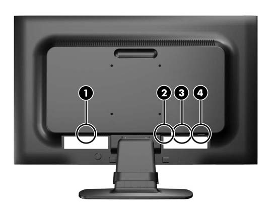 Hátsó alkatrészek azonosítása Részegység 1 Váltóáramú tápcsatlakozó 2 DisplayPort (egyes típusok esetén) Funkció A váltóáramú tápkábelt csatlakoztatja a monitorhoz.
