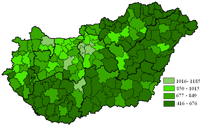 Eredmények egy főre jutó SZJA 2001 2012