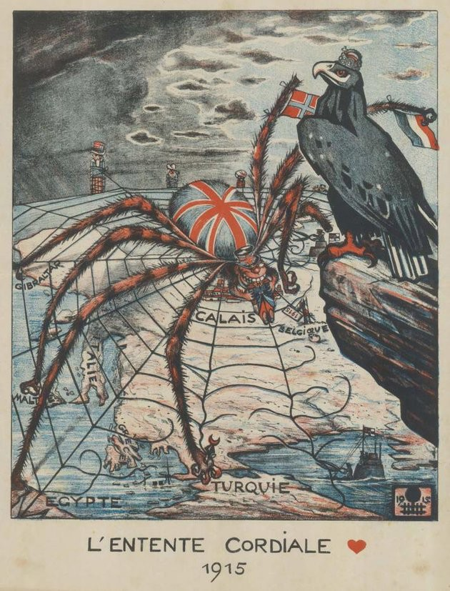 II. kép a) Melyik országot ábrázolja a sas? b) Melyik országot ábrázolja a pók? c) A pók épp egy francia katonát lakmározik, míg a sas figyeli őket.