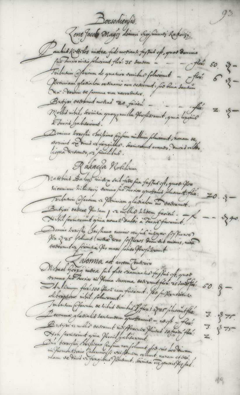 Az 1582-es adóösszeírás egyik lapja.