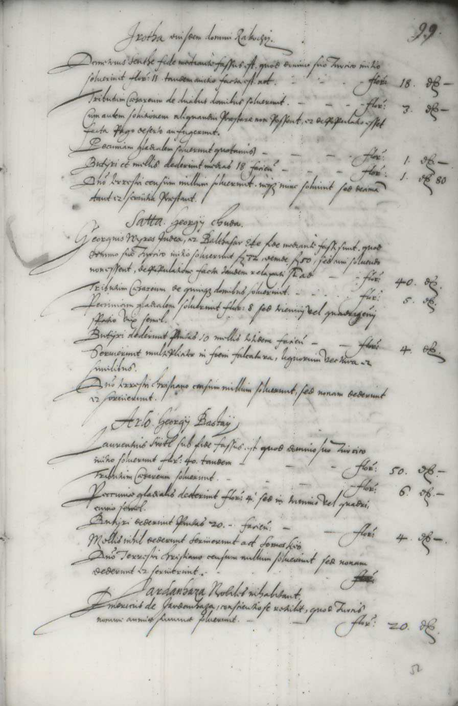 Az 1582-es adóösszeírás egyik lapja.