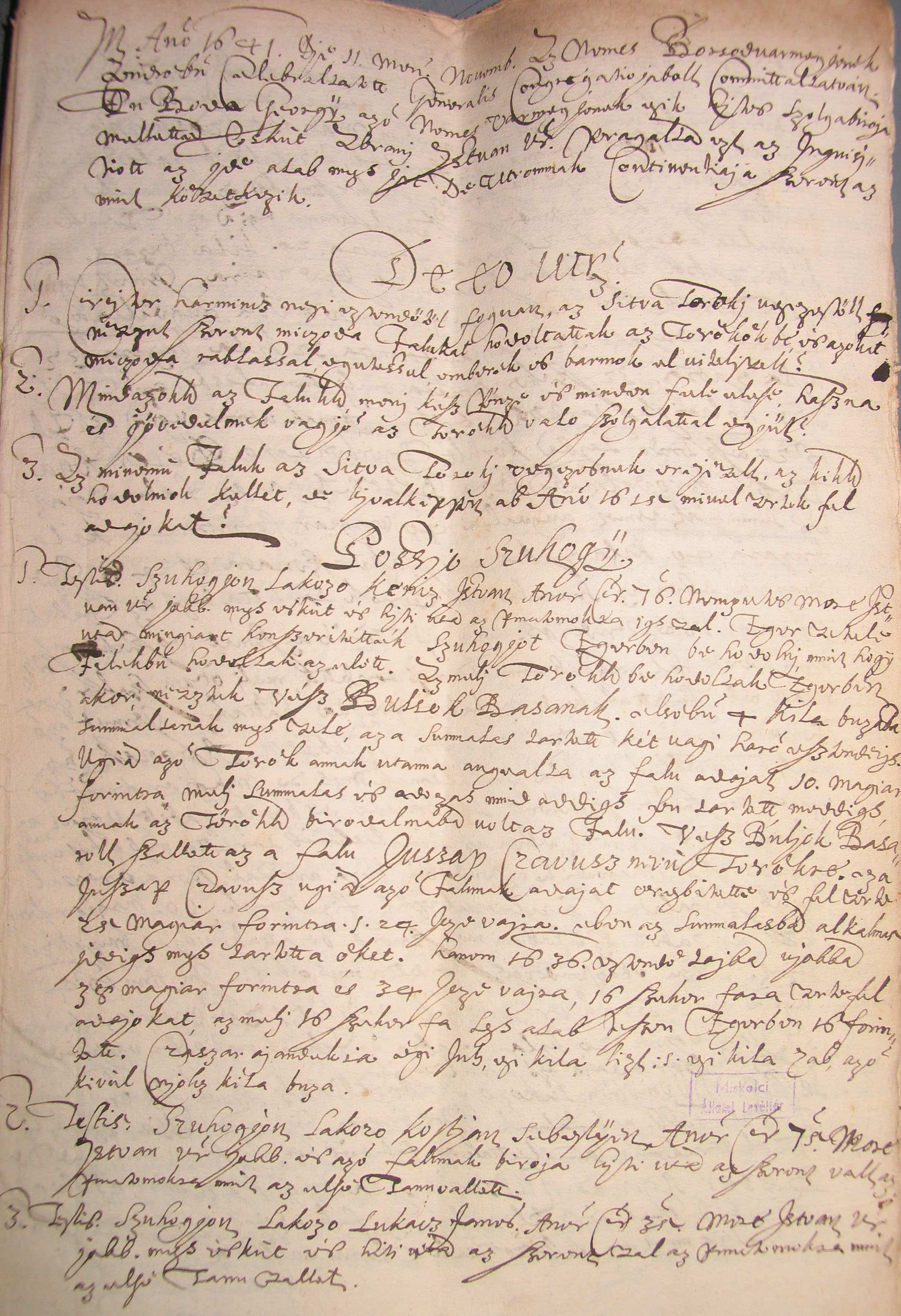Az 1641-es összeírás egy oldala.