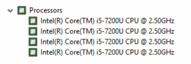 Processzorok Az Inspiron 17-7779 számítógépet a következő processzorokkal forgalmazzák: 7. generációs Intel Core i5 7.