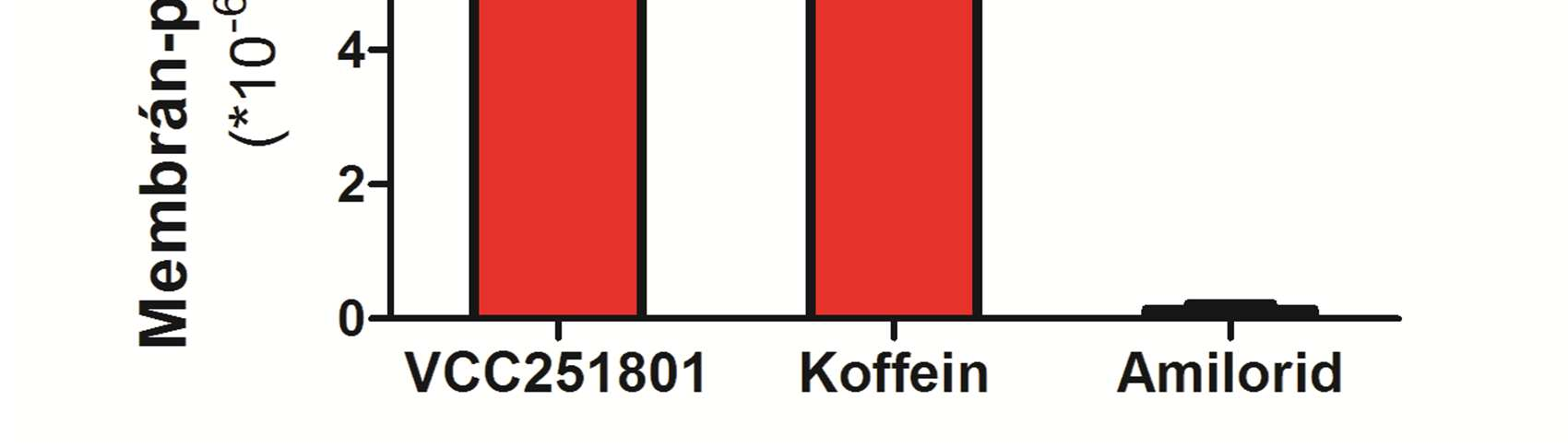 ismert referencia vegyületeket használtunk, amelyek közül egy jól és egy kevésbé jól penetráló vegyületet választottunk. A jól penetráló a koffein, míg a kevésbé jól penetráló az amilorid volt [171].