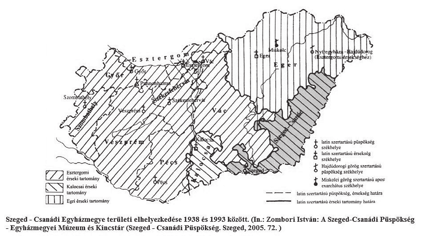Iskolakultúra 2015/12 Képmelléklet: A Szeged-Csanádi Egyházmegye területe 1945 1956 között (forrás: Zombori, 2005, 72. o.) Jegyzetek 1 Ld. Magyarország a XX. században/magyar népesség, 2015. 07.