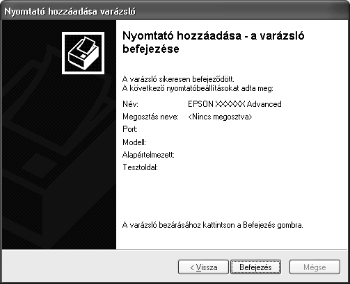 . Ha a Windows XP/000 (Windows NT 4.0) illesztőprogram telepítve van a Windows XP, 000 vagy Windows NT 4.0 rendszerű kiszolgálón, folytassa a telepítést a következő lépéssel.