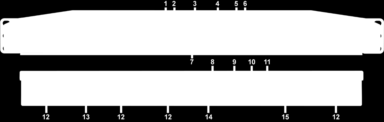 A Synology RackStation nagy vonalakban No. Cikk neve Hely Leírás 1) Tápfeszültség indikátor A RackStation tápfeszültség állapotát jeleníti meg.