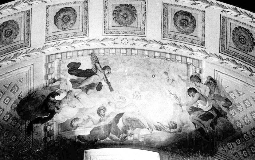 335 tanulmányok 18. kép. Anton Spreng: A szeplőtelen fogantatás allegóriája, 1807. Szombathely, székesegyház, az orgonakarzat elpusztult mennyezetképe. Archív fénykép, KÖH Fotótár 007.